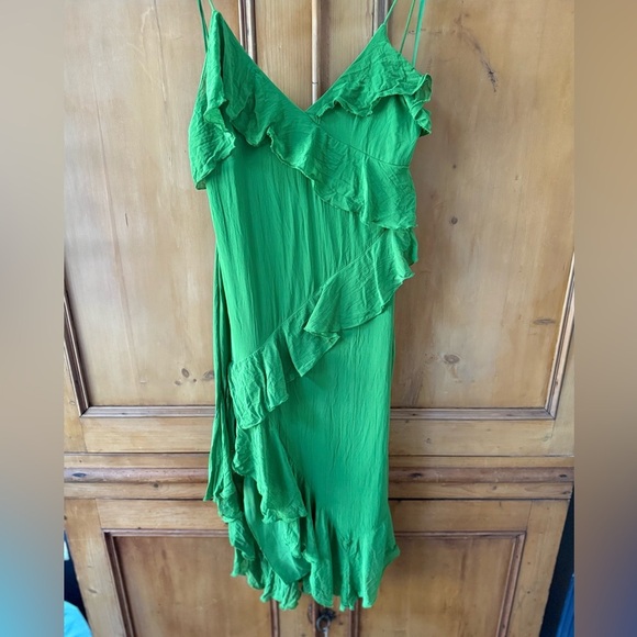 Mango Green ruffled Asymmetrical Dress - Picture 9 of 10